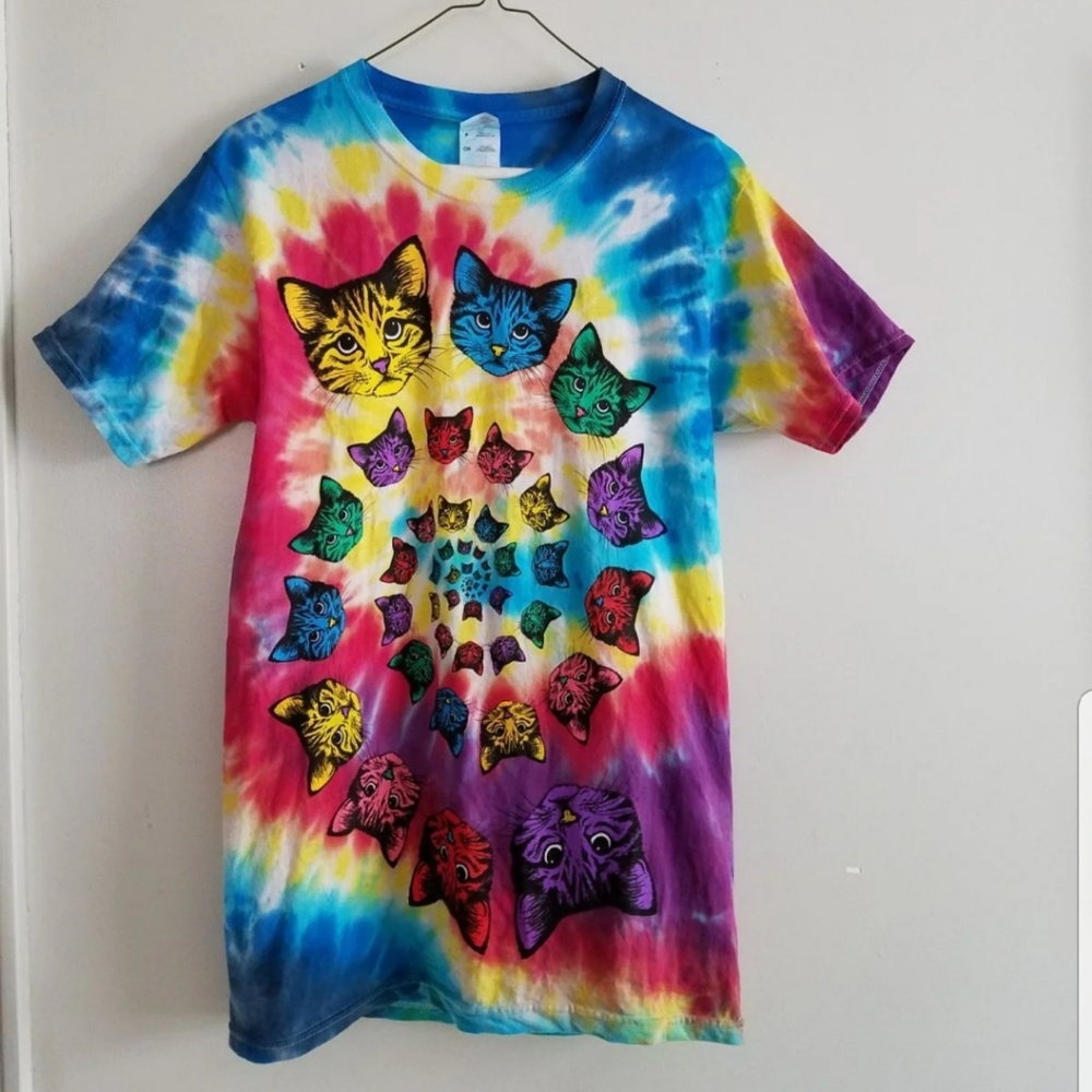 Cat Spiral Tie Dye Tee